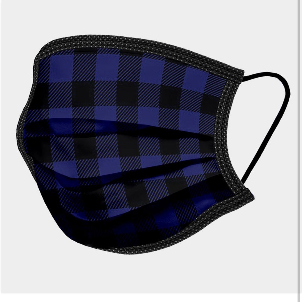 Women’s Blue & Black Gingham Plaid Mask
